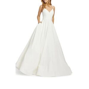 Elegant White V-Neck Gown